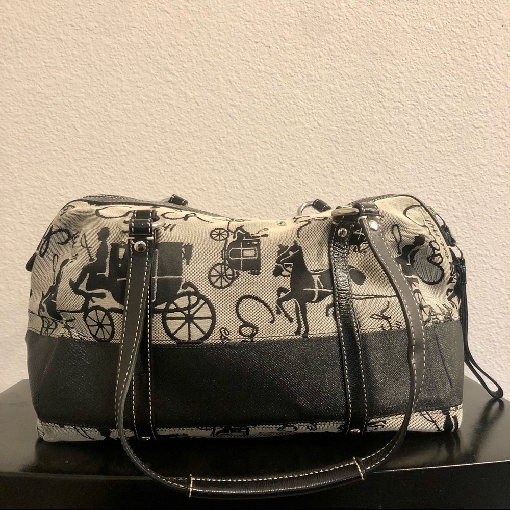Coach Vintage Womens Horse and Carriage Print Purse - Black & Grey